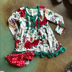 Matilda Jane Floral Dress with Red and Green Accents